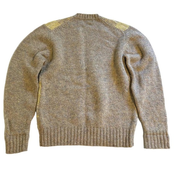 Vintage Braemar Scottish Wool Sweater Cream Yellow Checked Large - Picture 2 of 6